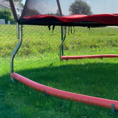 Robot lawn mower trampoline protection for the garden