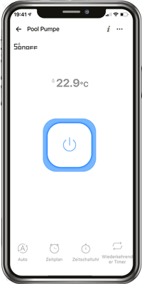 Application pour smartphone SONOFF WiFi pour thermomètre de piscine