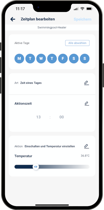 Blebox-app - WLAN-zwembadthermometer - tijdcontrole